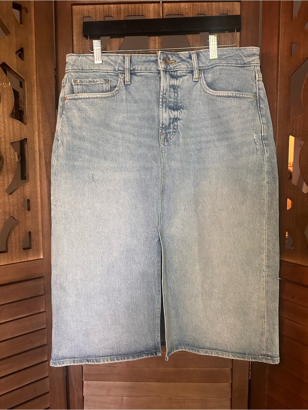 Light Wash Denim Knee-Length Skirt- Size 10